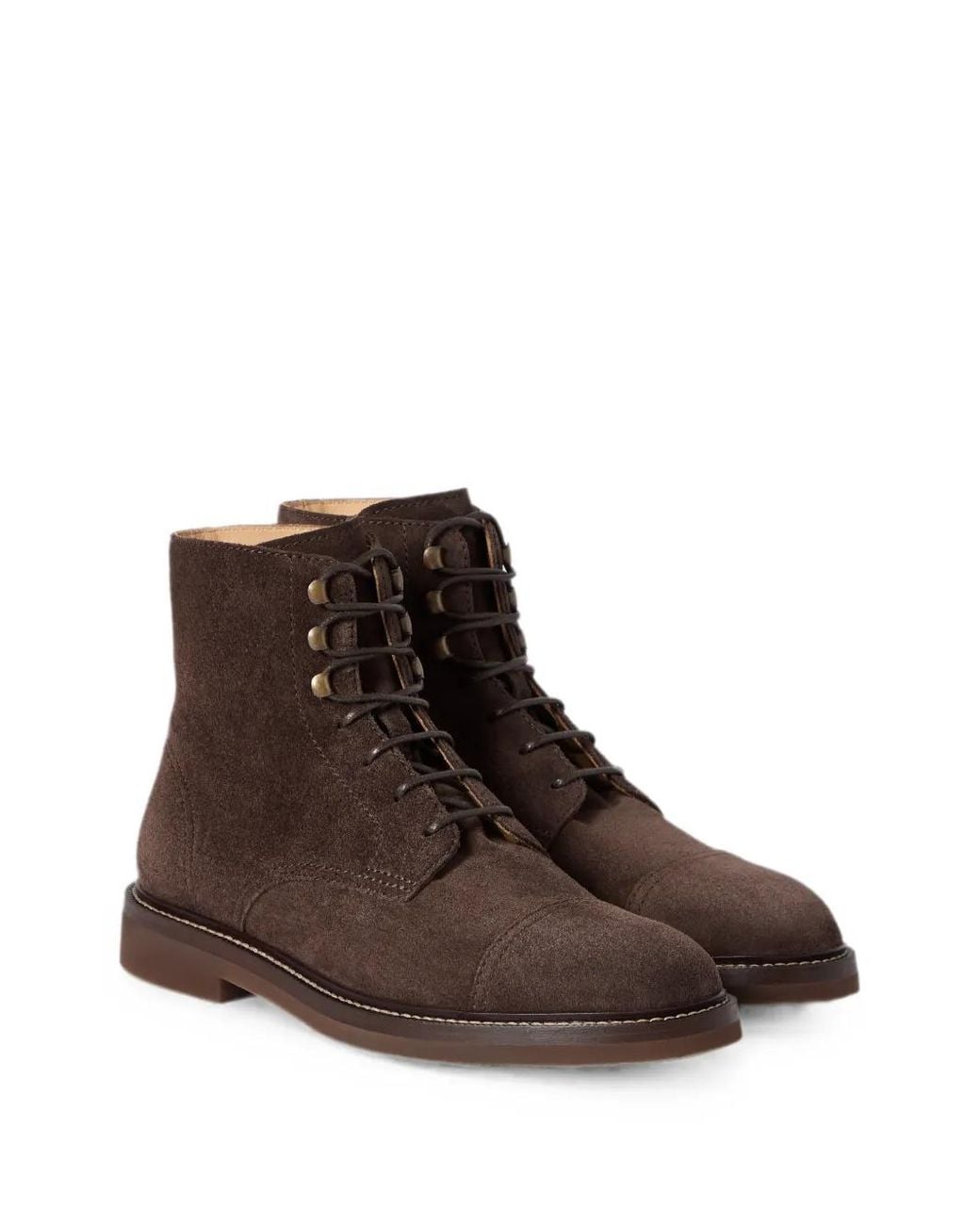 Brunello Cucinelli Brown Suede Boots for men