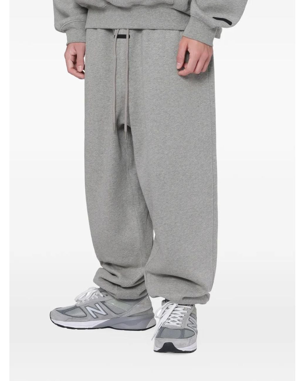Essentials Gray Drawstring Track Pants for men