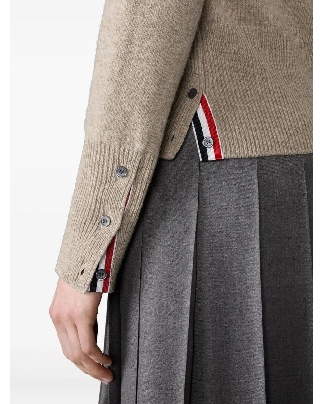 Thom Browne Gray Jersey Stitch Shetland Wool 4-Bar Cardigan