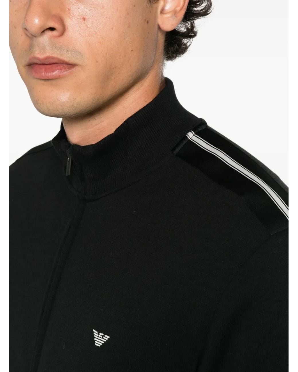 Emporio Armani Black Logo-Plaque Zip-Up Tracksuit for men
