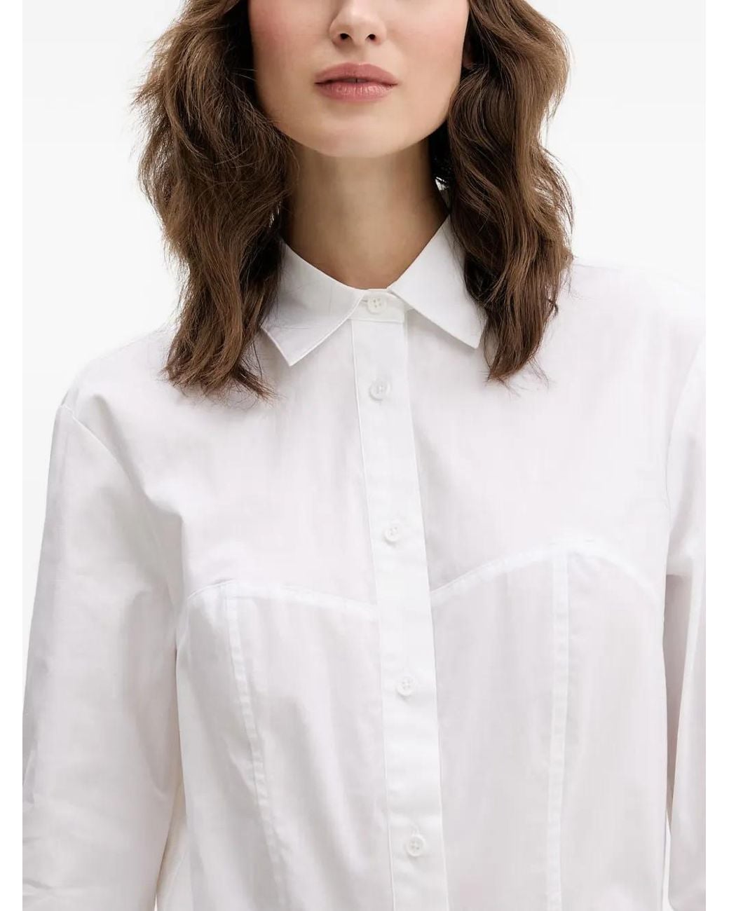 Karl Lagerfeld White Corset-Style Mini Shirt Dress