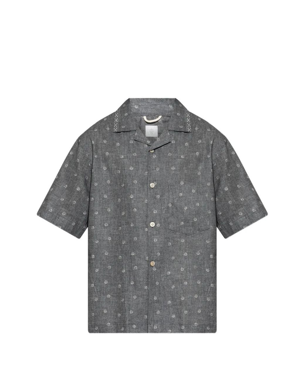 Eleventy Gray Collared Polka Dot Shirt for men