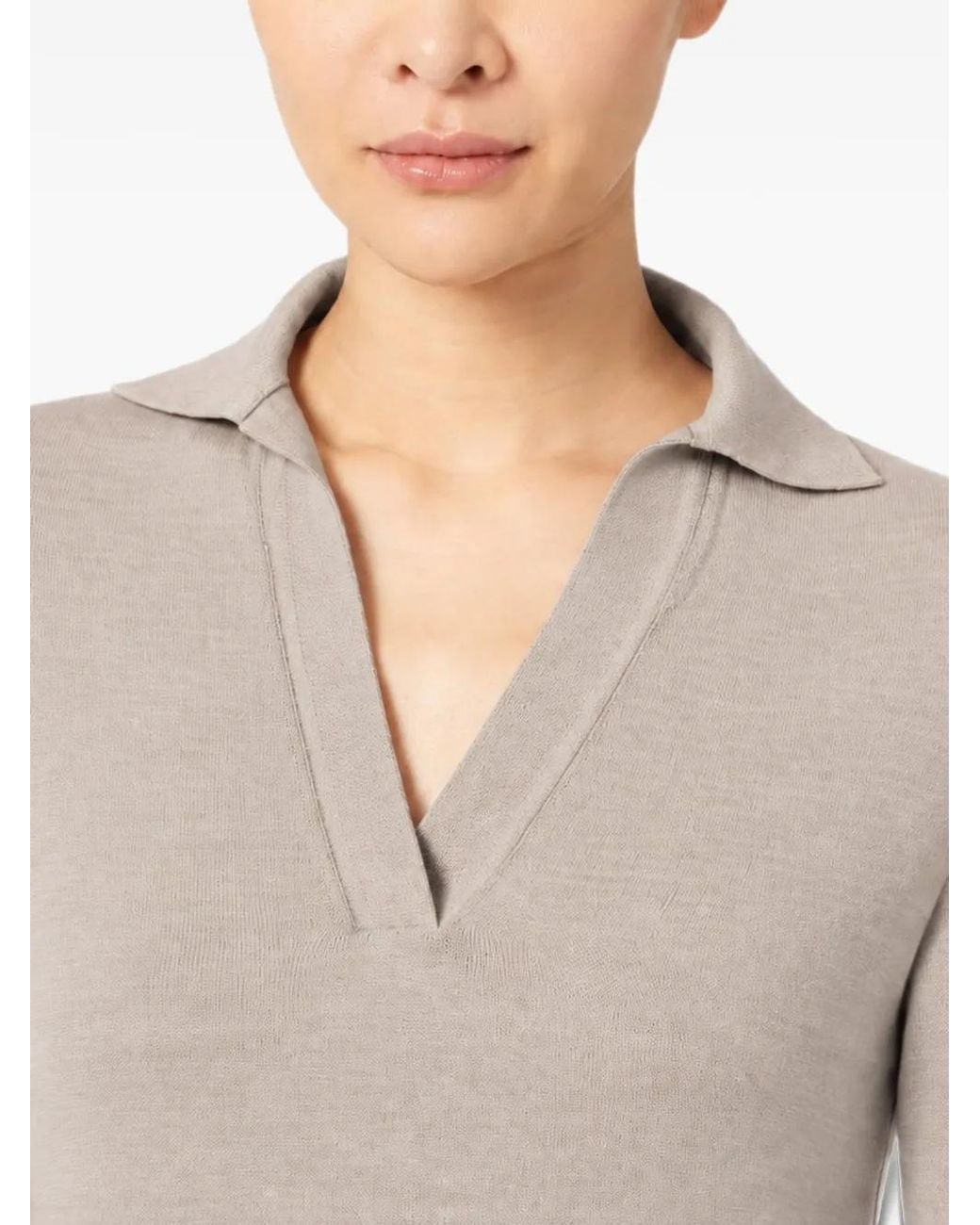 Paul & Shark White Fine-Knit V-Neck Sweater