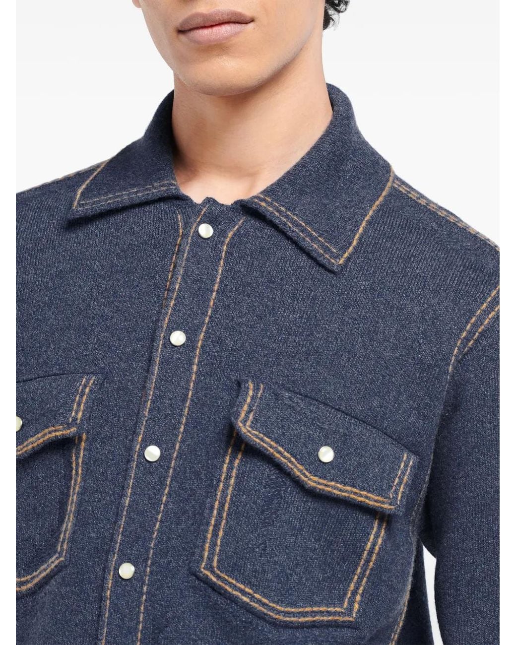Barrie Blue Knitted Overshirt for men