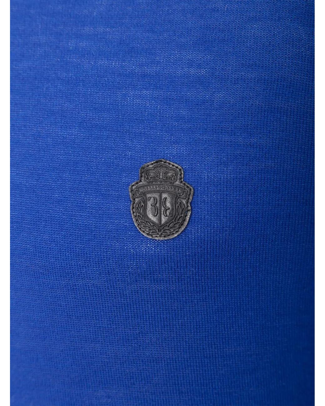 Billionaire Blue Logo-Patch Long-Sleeve Polo for men