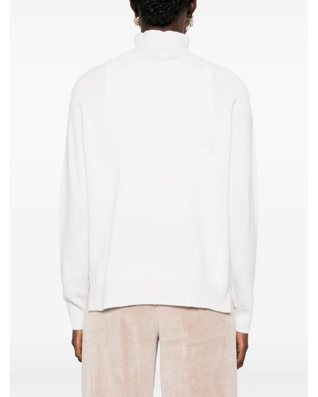 Peserico White Raglan-Sleeve High-Neck Sweater