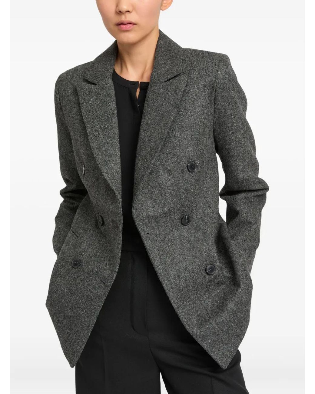 Yves Salomon Black Double-Breasted Fitted Jacket
