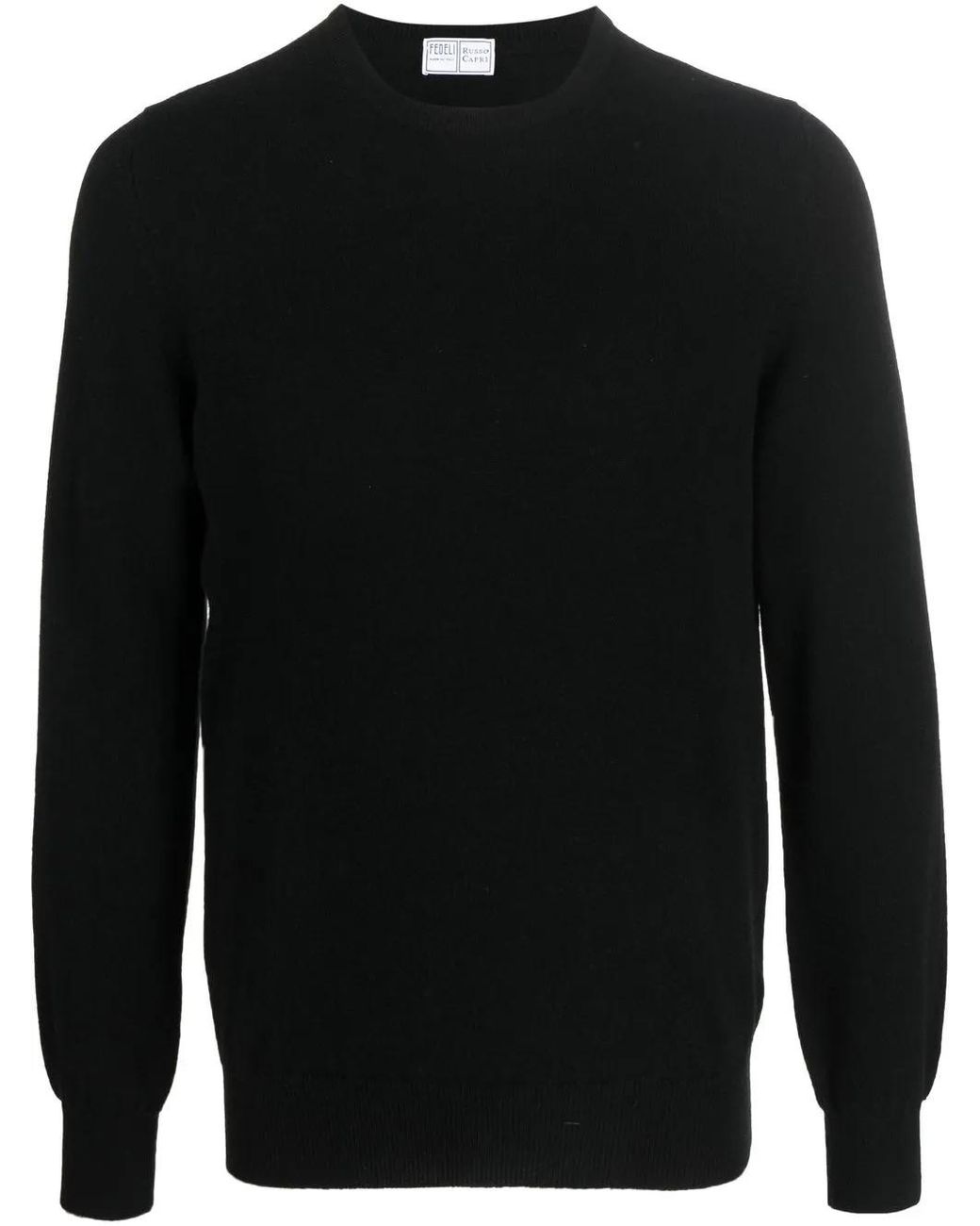 Fedeli Black Crew-Neck Pullover Jumper for men