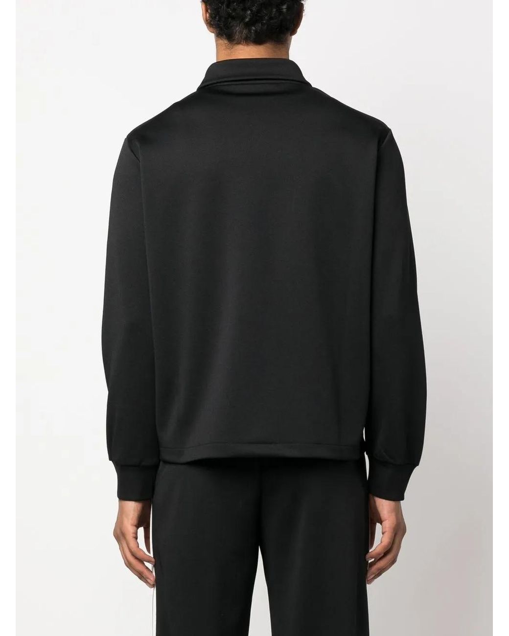 Palm Angels Black Logo-Print Panelled Zip-Up Jacket for men
