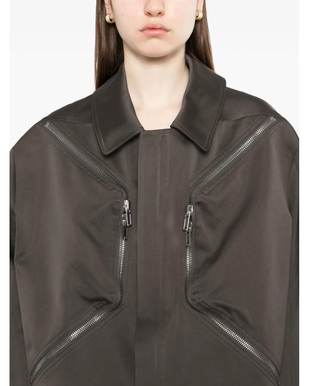 Rick Owens Brown Blixa Mac Jacke Mit Reißverschluss