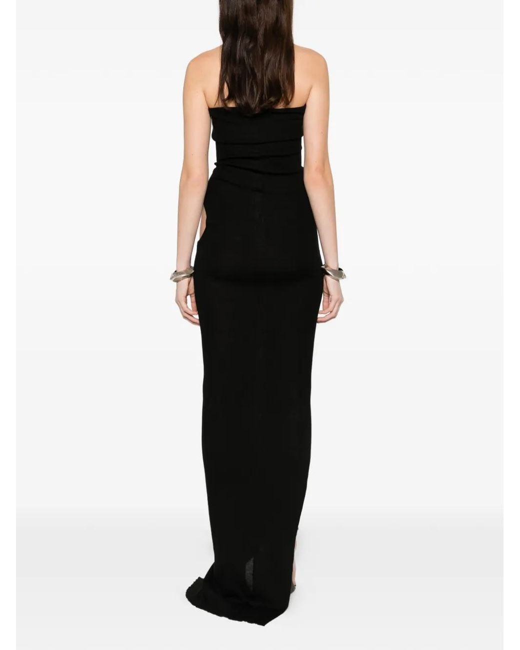 Rick Owens Black Strapless Asymmetric Dress