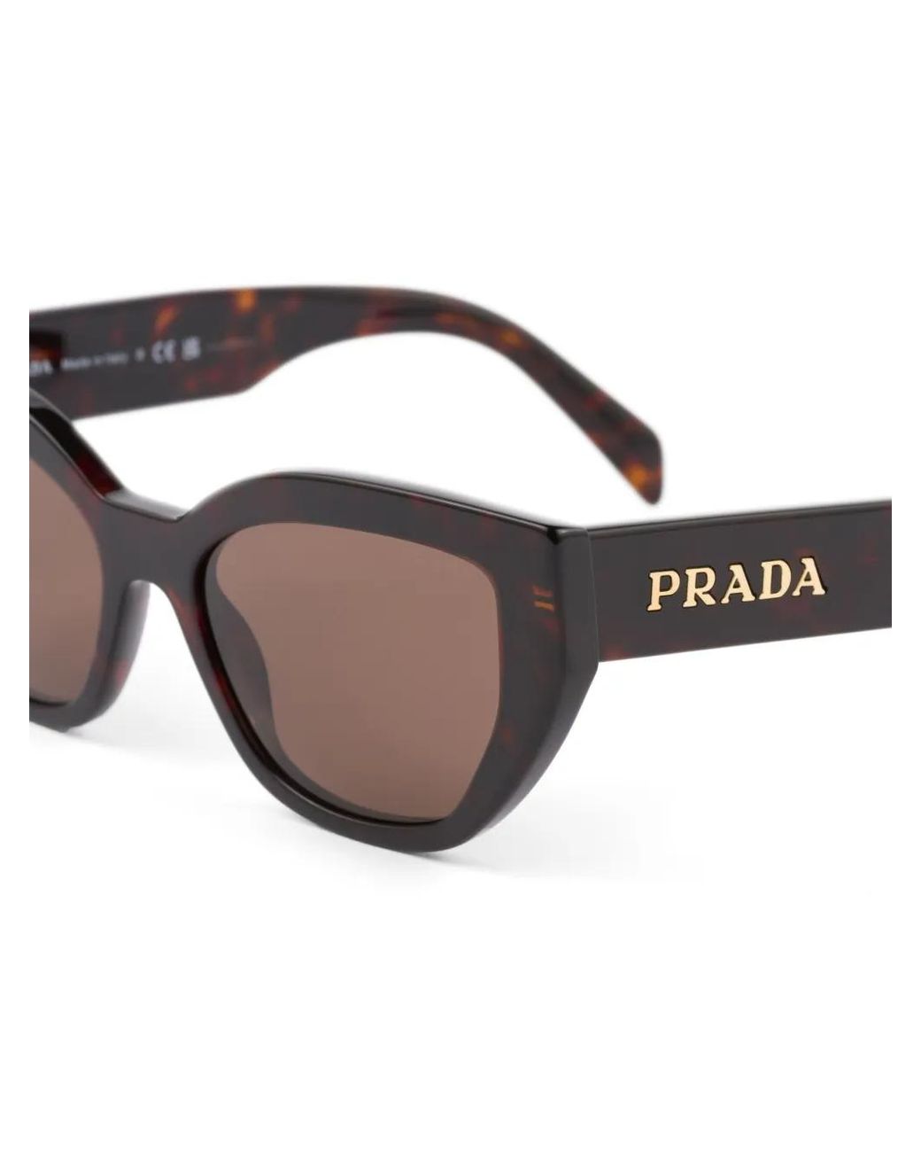 Prada Brown Cat-Eye Tortoiseshell-Effect Sunglasses