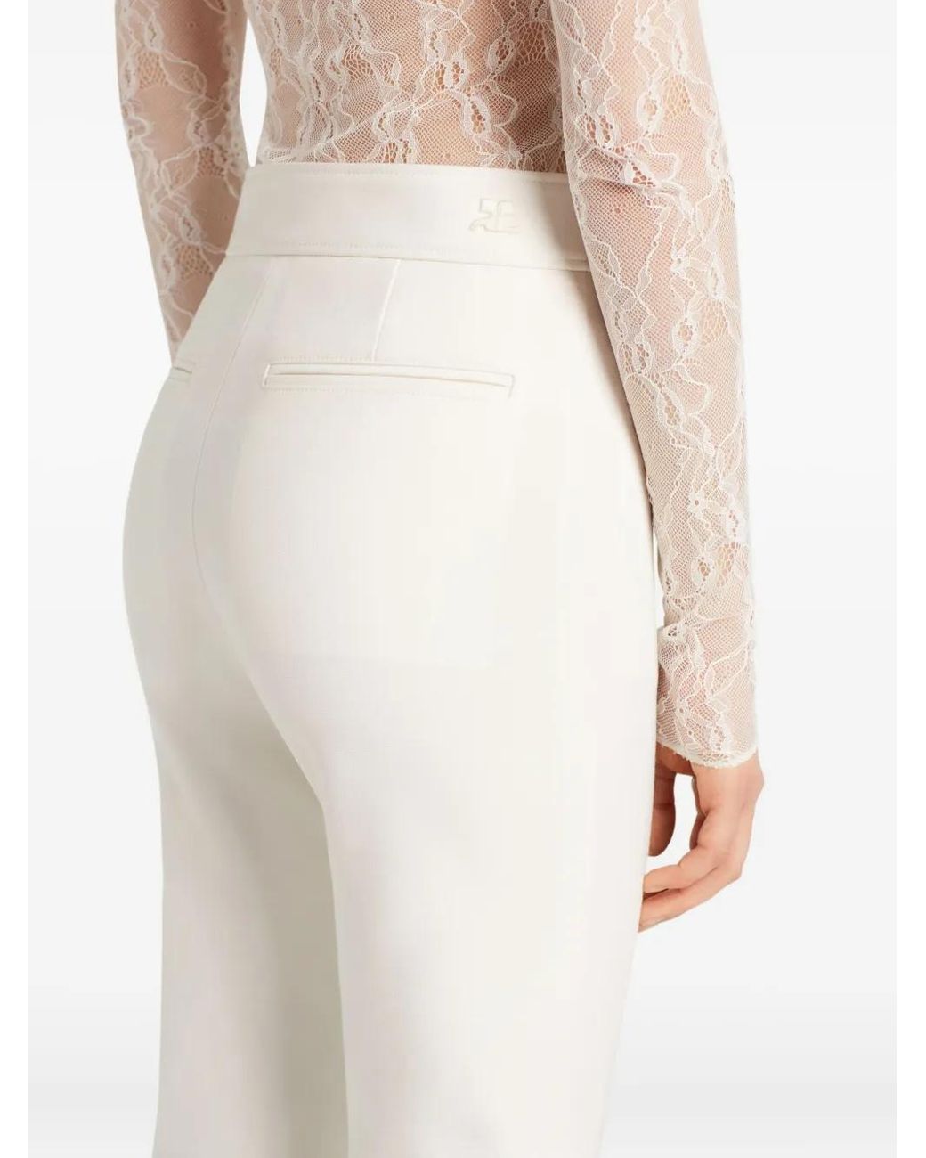 Courreges White Lace Turtleneck Top