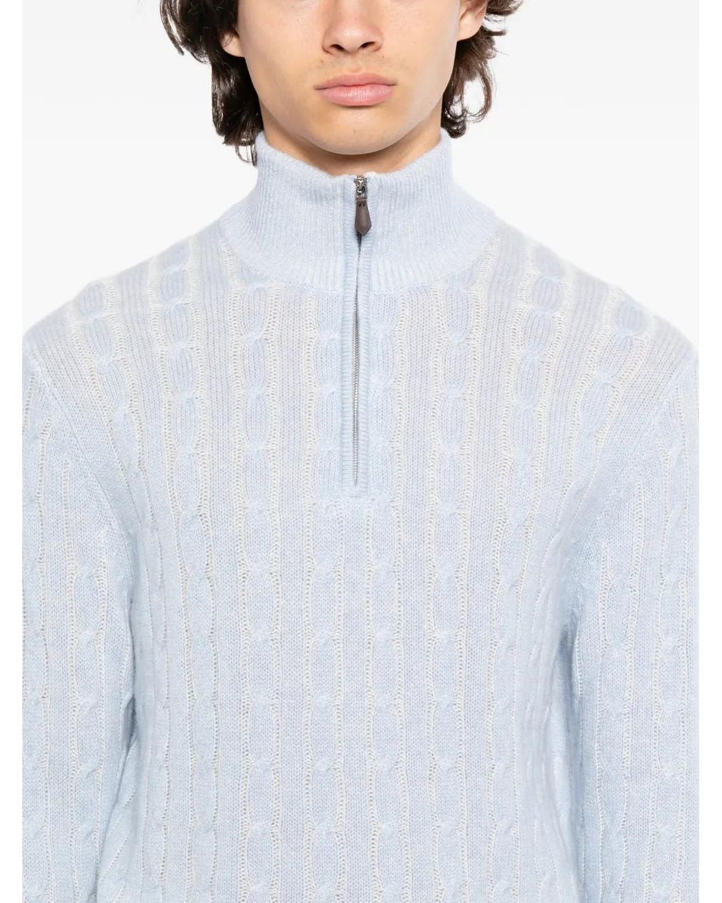 N.Peal Cashmere Blue Albemarle Sweater for men