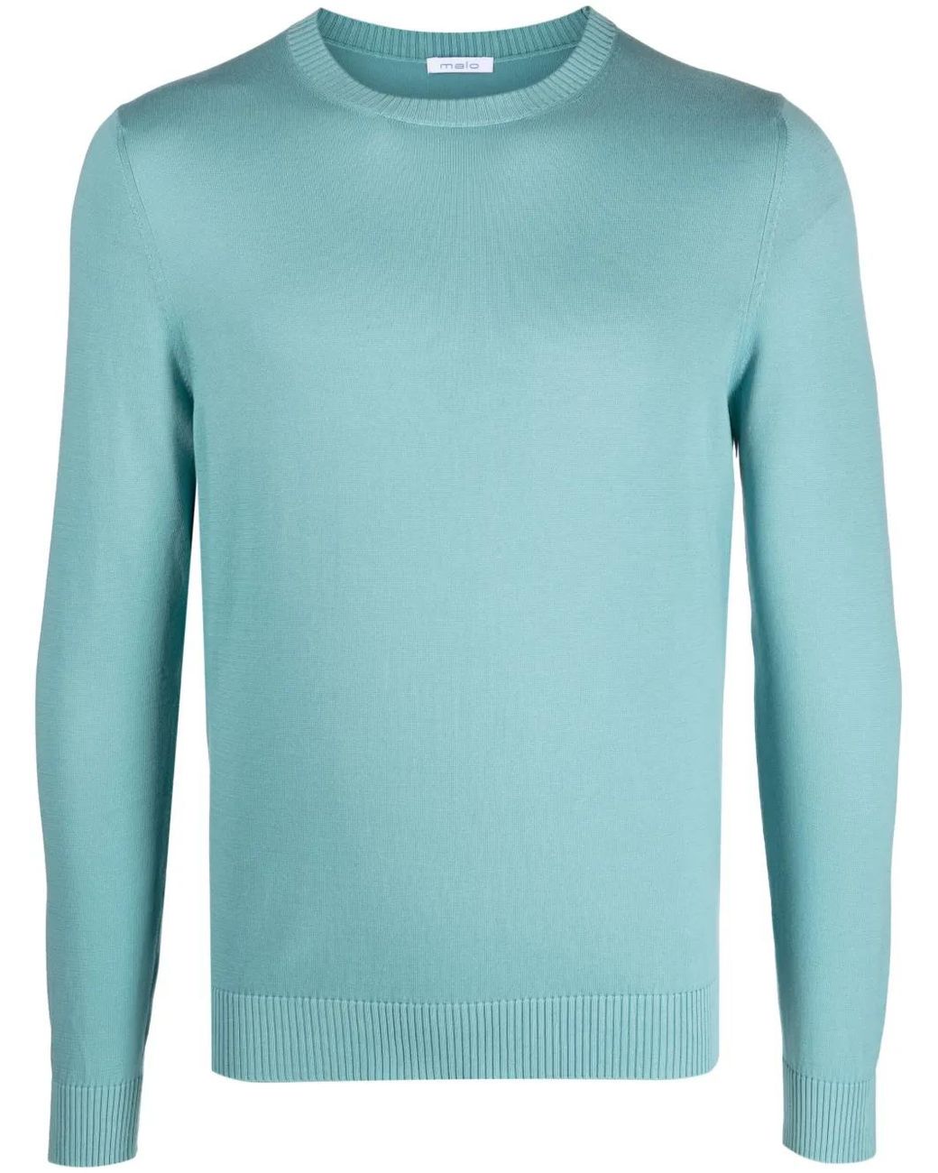 Malo Blue Ribbed-Trim Sweater for men