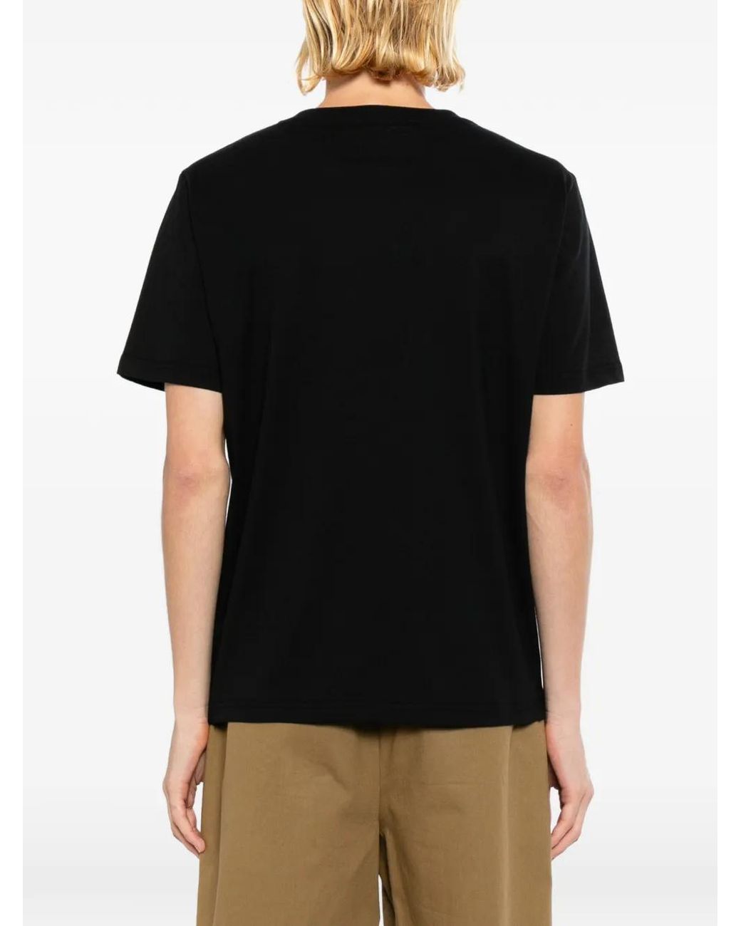 SPORT b. by agnès b. Black Dino-Patch Crew-Neck T-Shirt for men