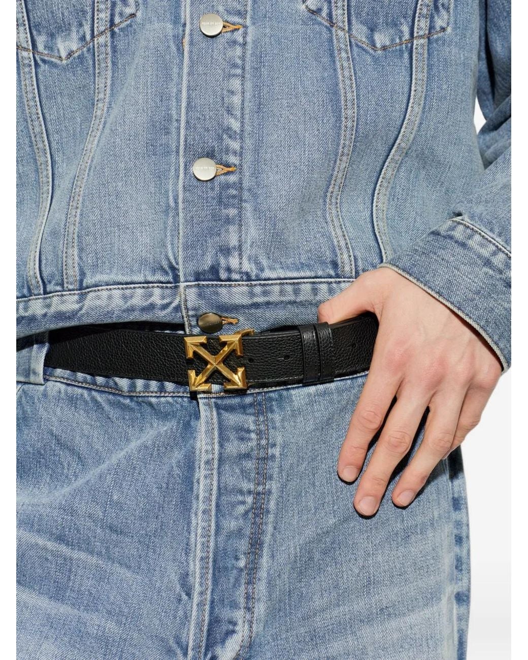 Off-White c/o Virgil Abloh White Arrow Buckle Grained Leather Belt for men