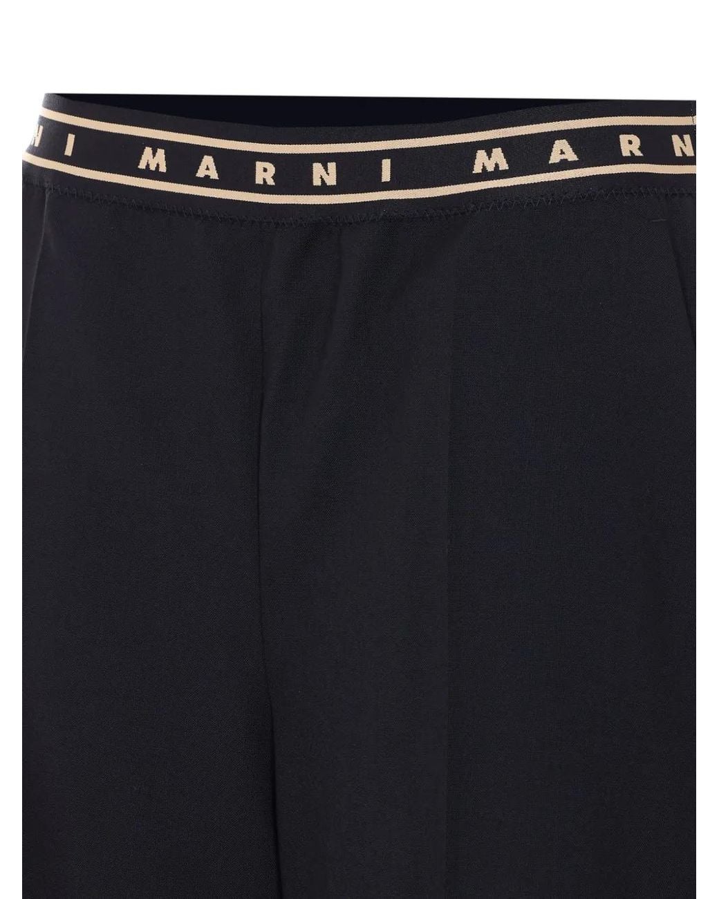Marni Blue Elasticated Logo-Band Trousers