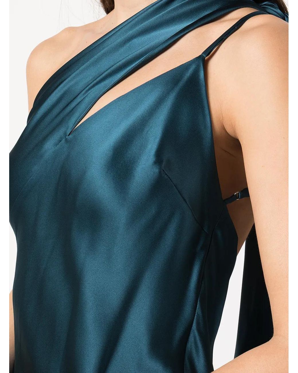 Michelle Mason Blue Tie-Detail Silk Gown