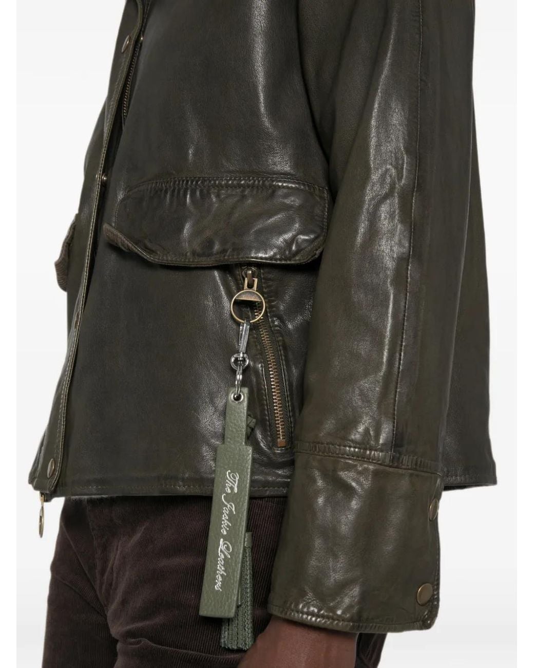 The Jackie Leathers Green Veste En Cuir À Fermeture Zippée