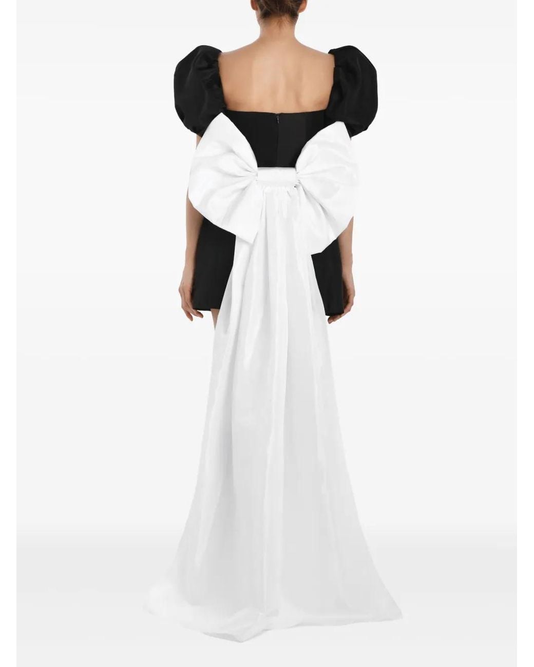 POST MERIDIEM Black Puff-Sleeve Bow Mini Dress
