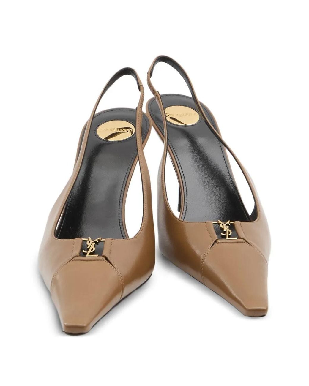 Saint Laurent Brown Babylone Breteuil Slingback Pumps