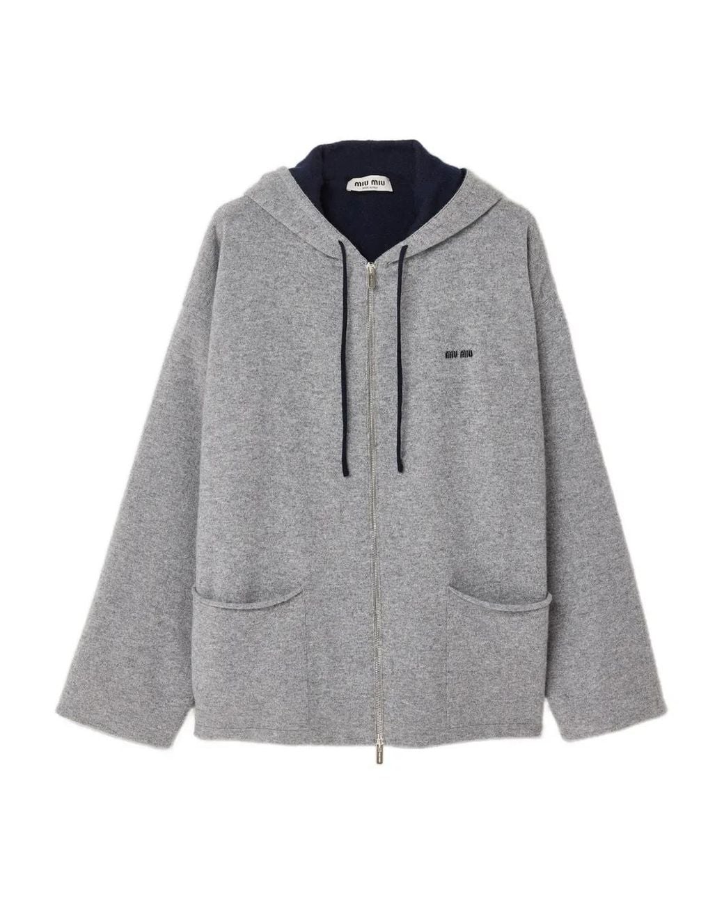 Miu Miu Gray Cashmere Cardigan Hoodie