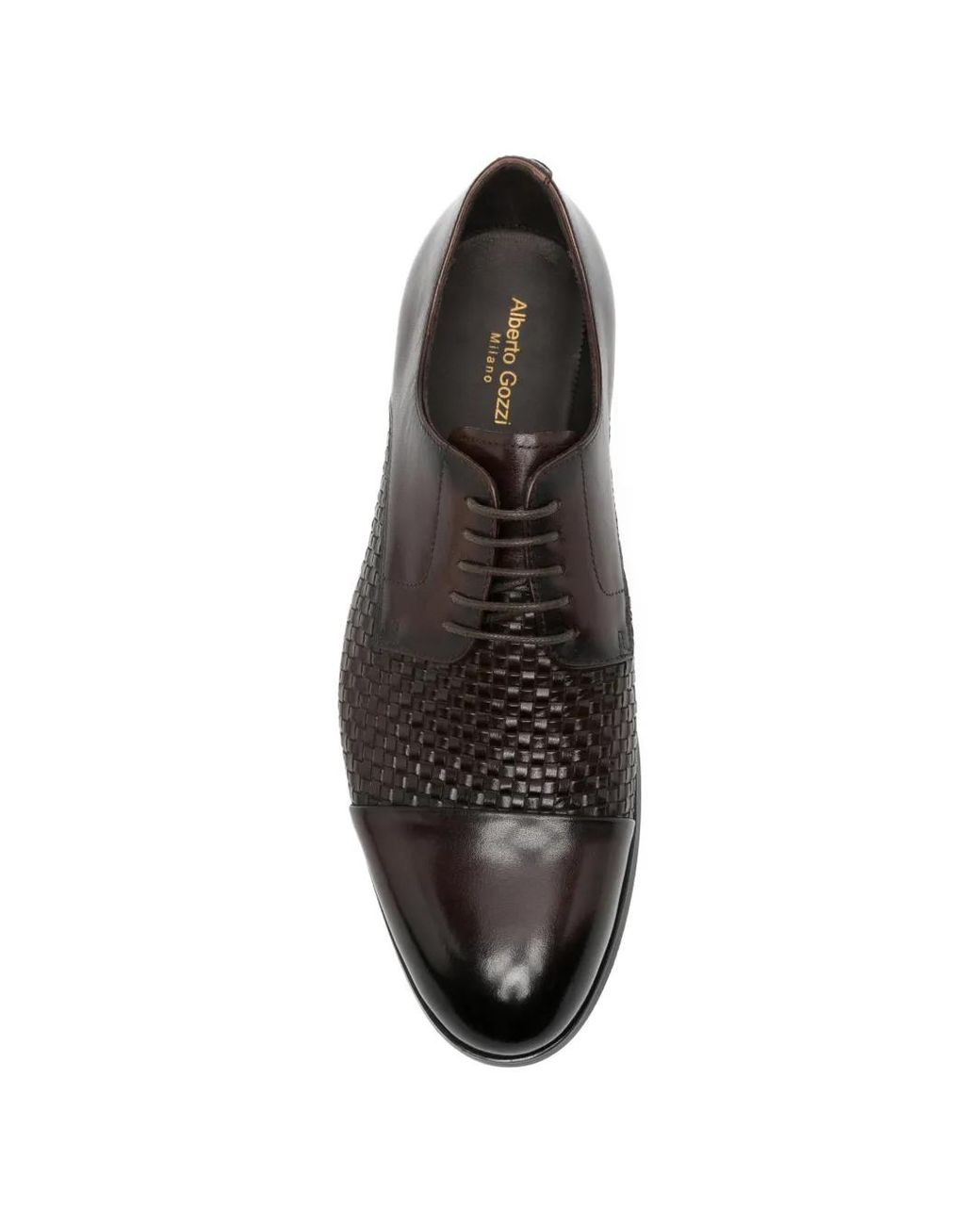 Alberto Gozzi White Woven-Panel Derby Shoes for men