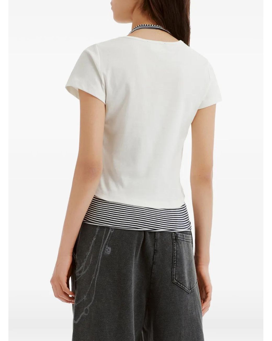 Mini Cream White Graphic-Print Layered T-Shirt
