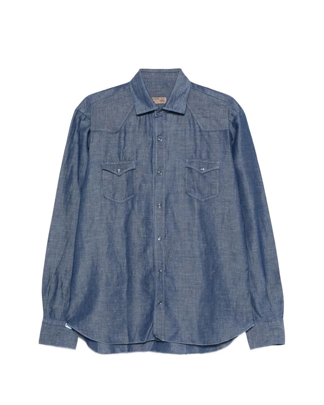 Barba Napoli Blue Flap-Pocket Shirt for men