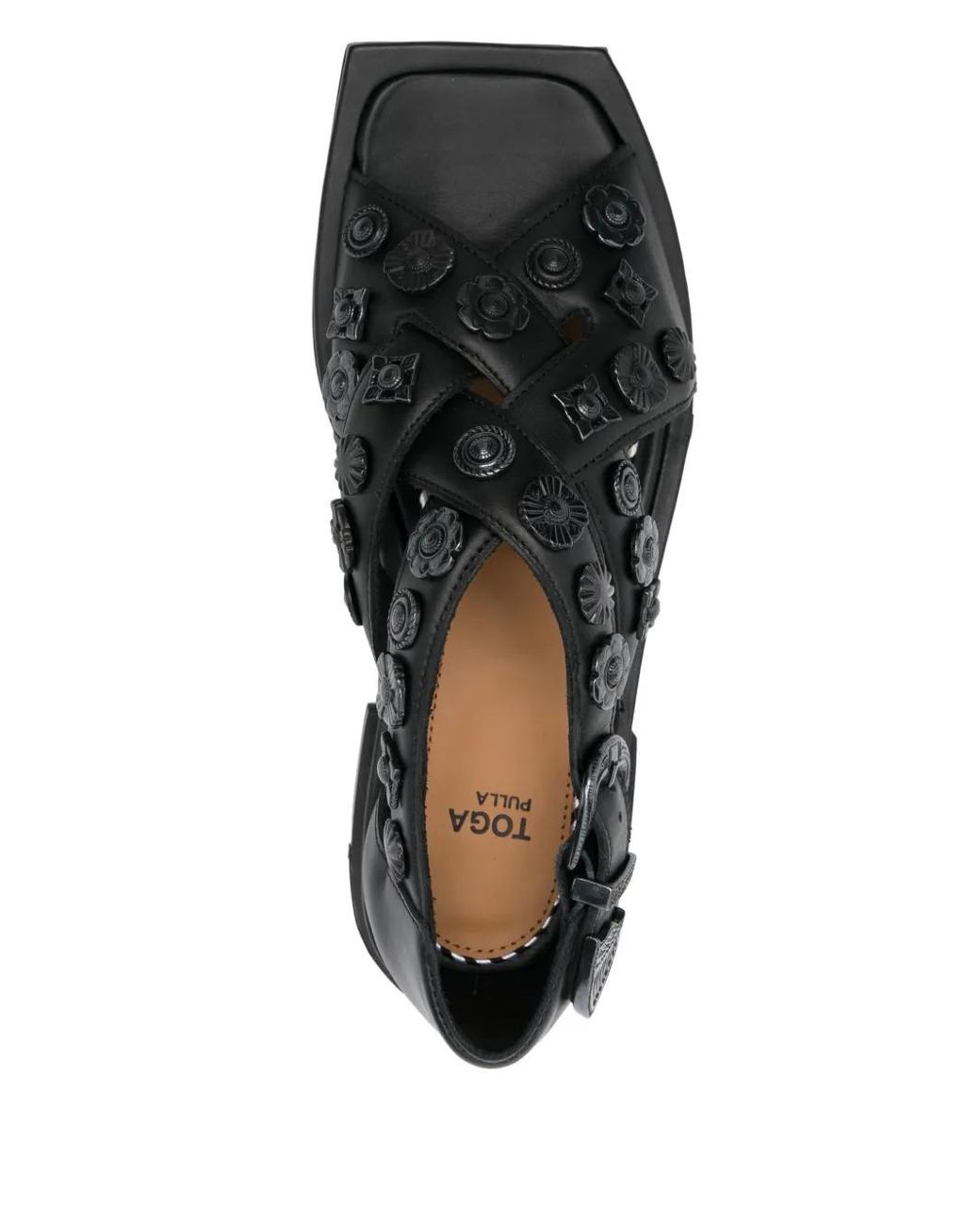 Toga Black Cross-Strap Sandals
