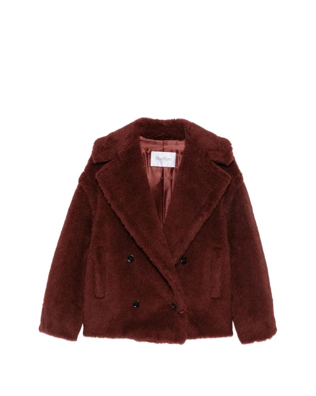 Max Mara Red Double-Breasted Teddy Coat
