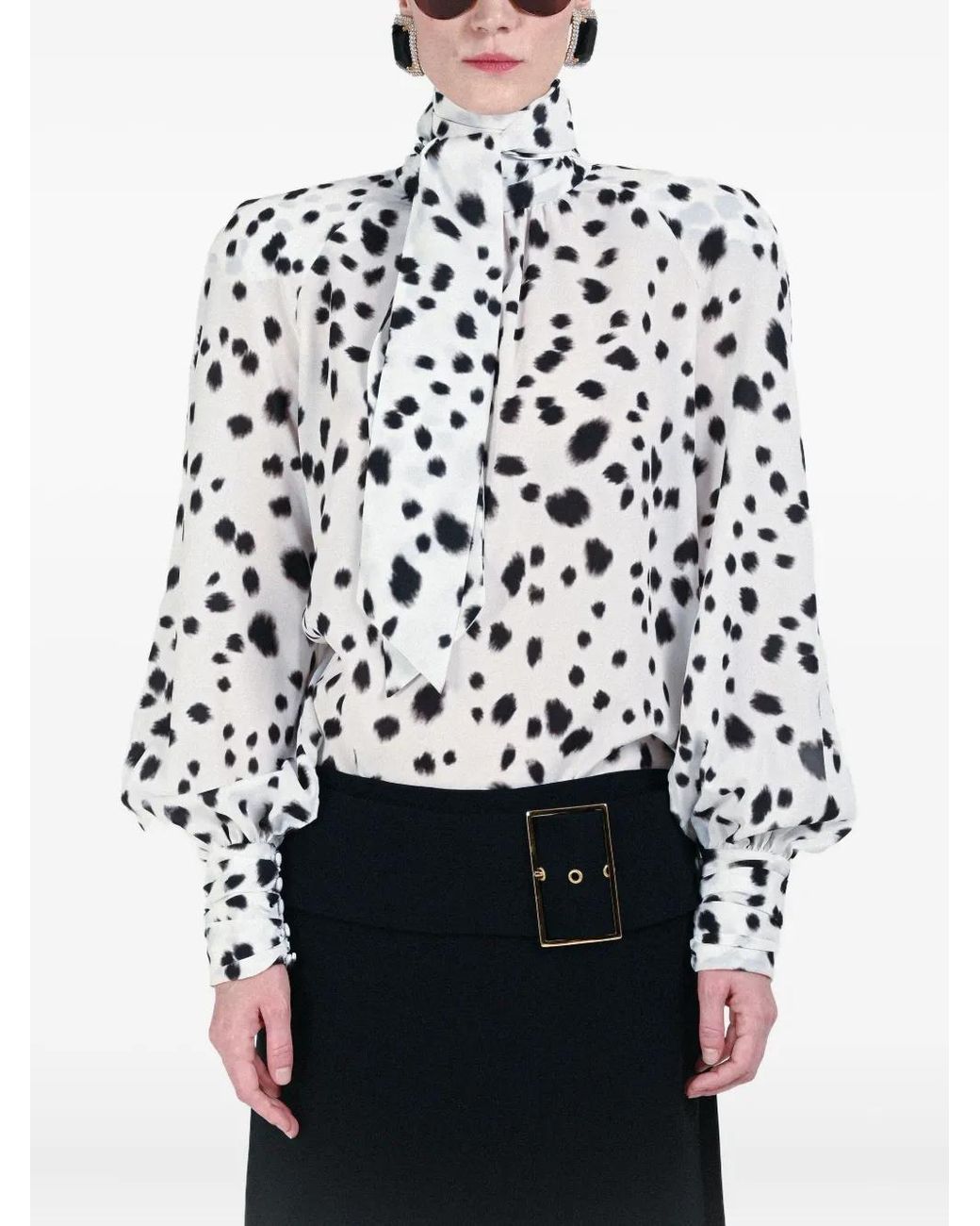 ROWEN ROSE White Blouse À Motif Dalmatien