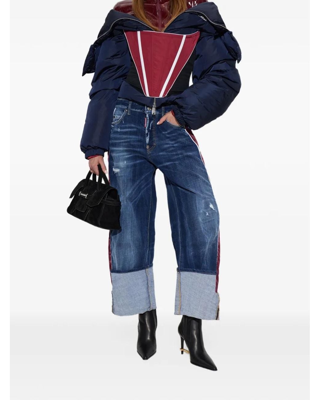 DSquared² Blue Doudoune Skiers À Col Stylisé