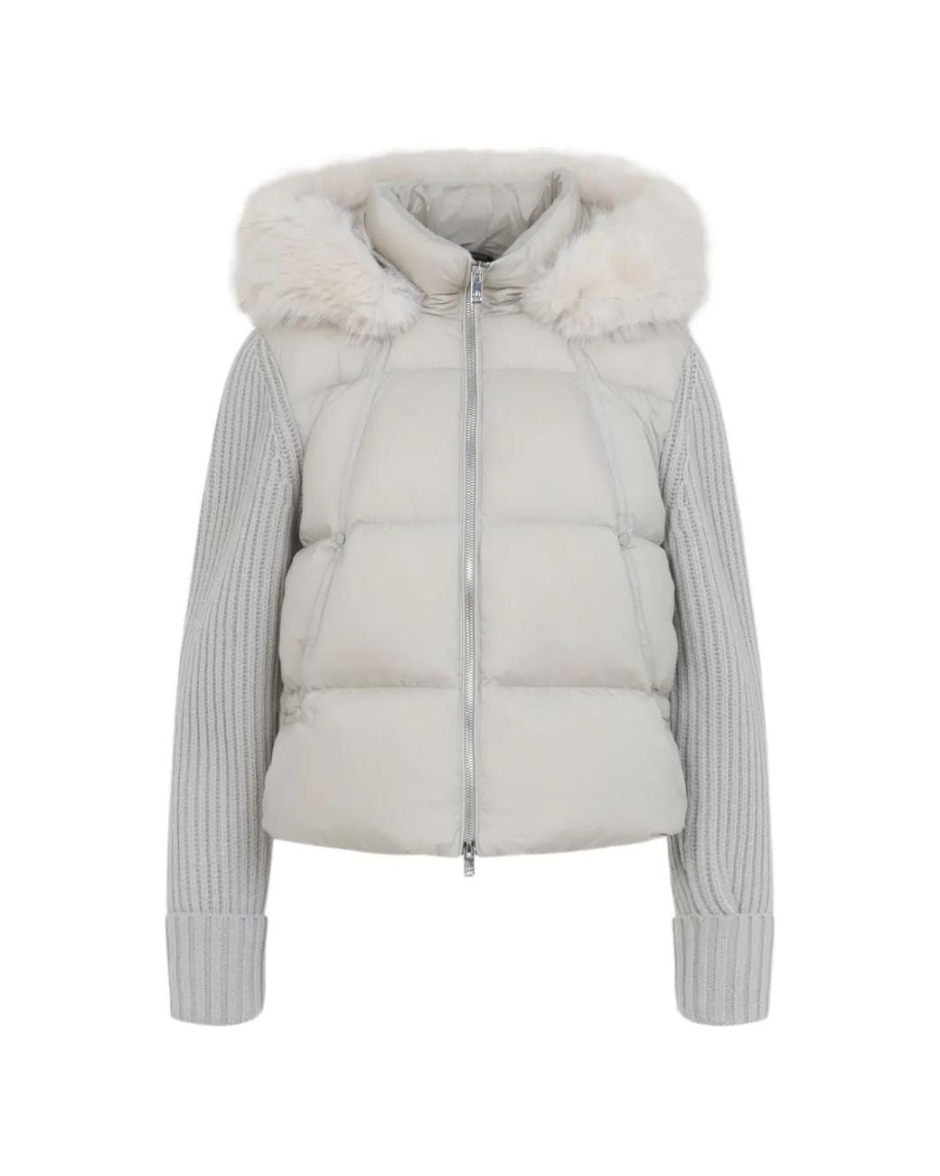 Moose Knuckles White Fur-Trim Panelled Jacket