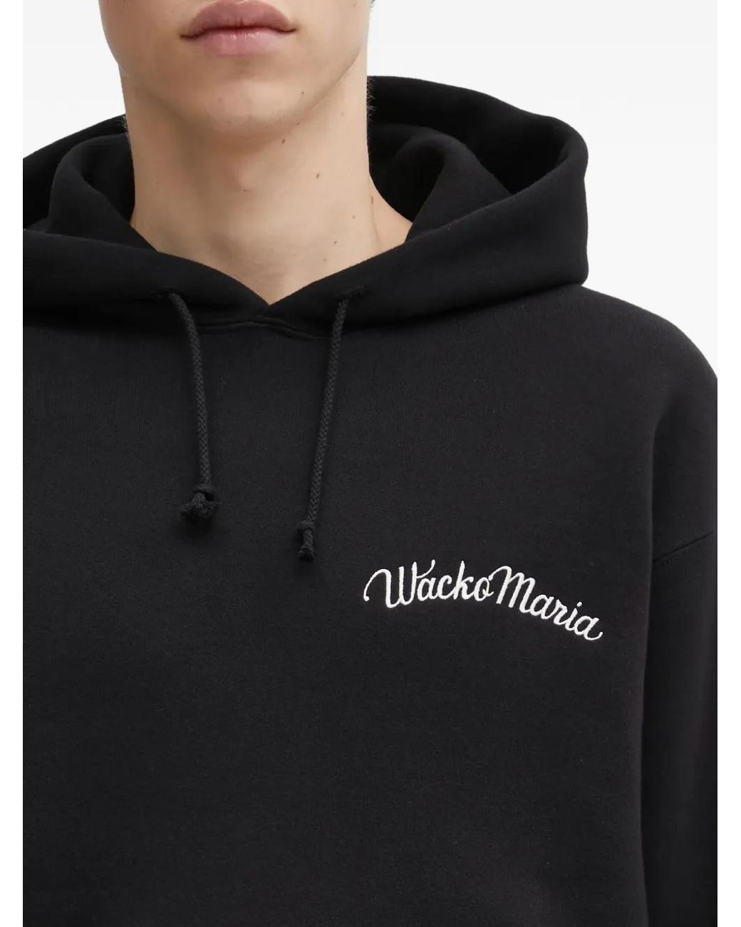 Wacko Maria Black Drawstring Hoodie for men