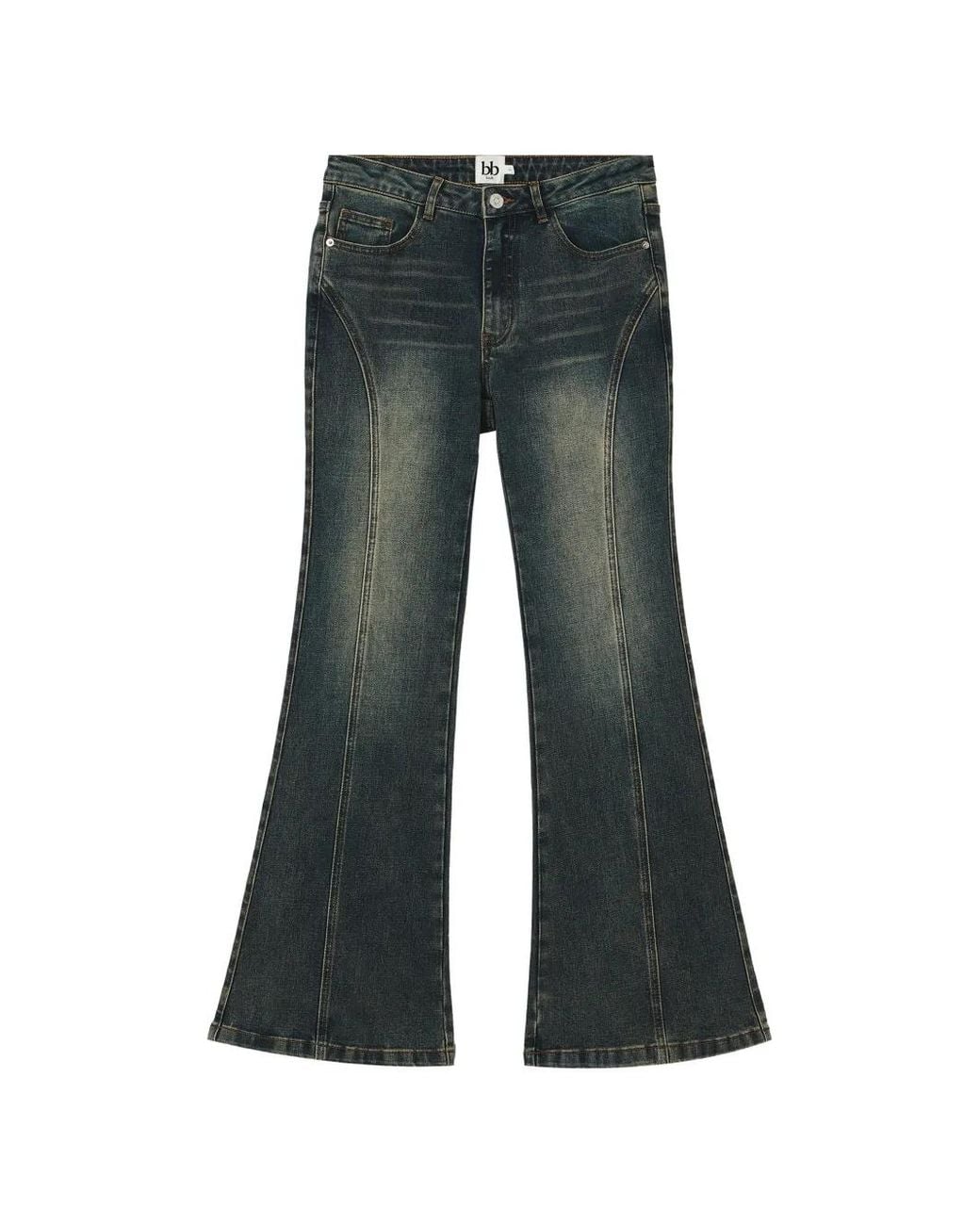 B+ AB Gray Seam-Detail Flared Jeans