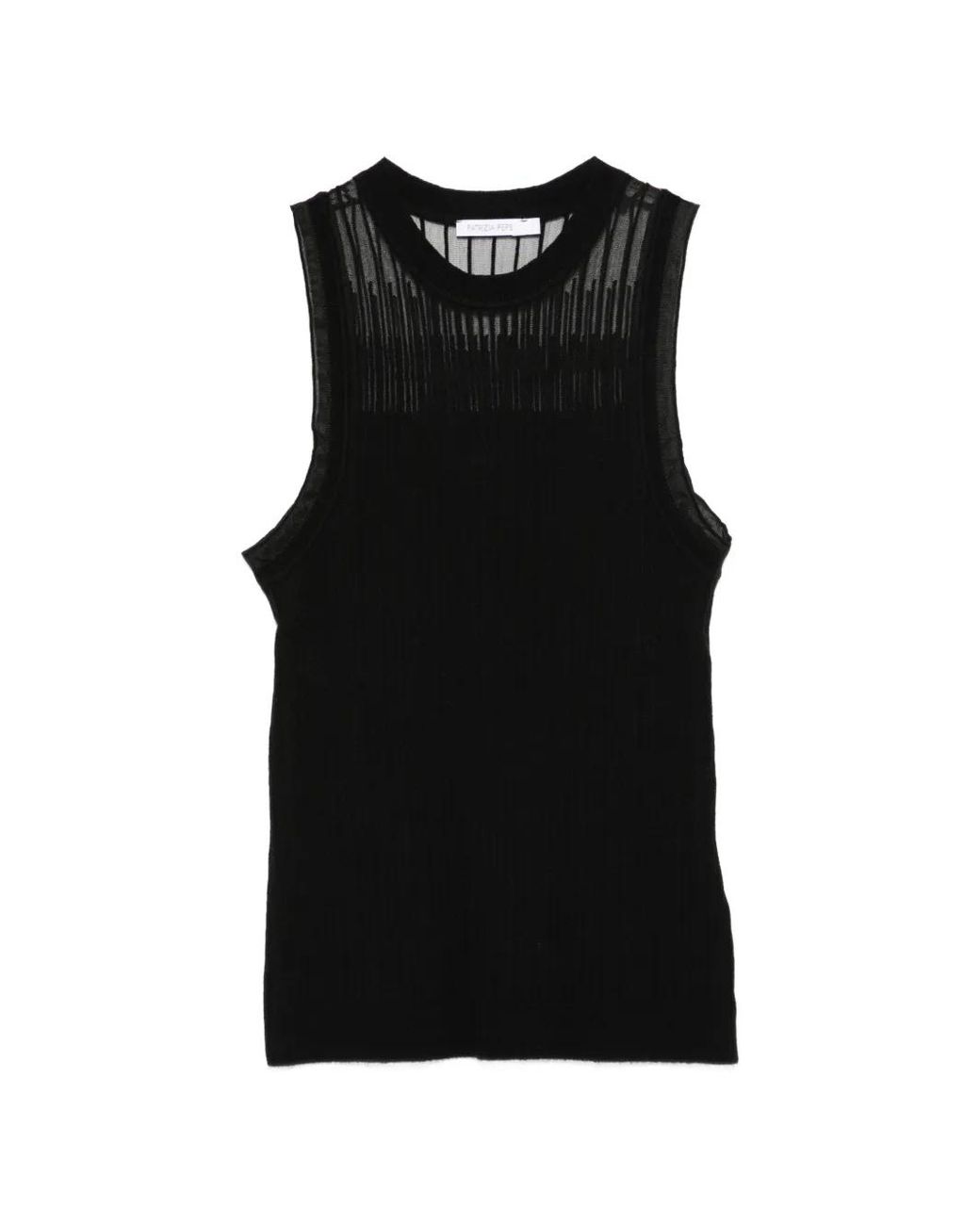 Patrizia Pepe Black Sheer Panel Knitted Top