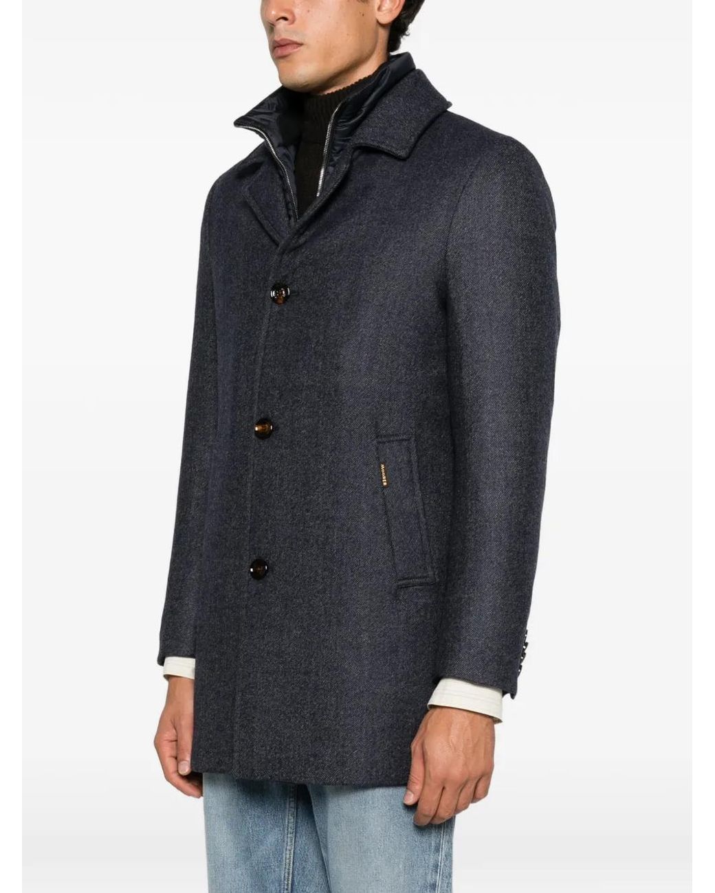 Moorer Blue Button-Fastening Coat for men