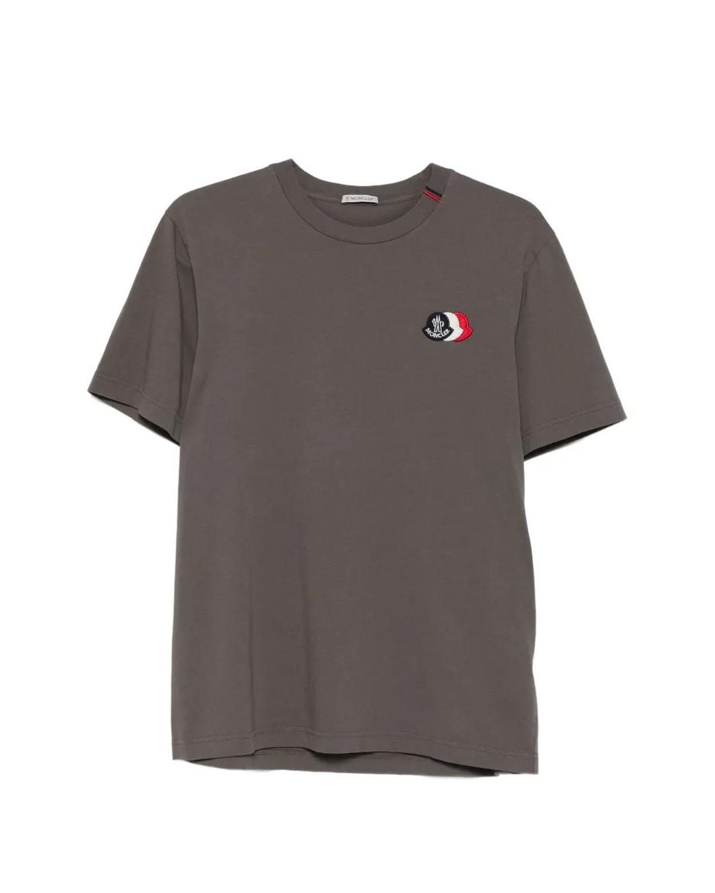 Moncler Gray Logo-Patch T-Shirt for men