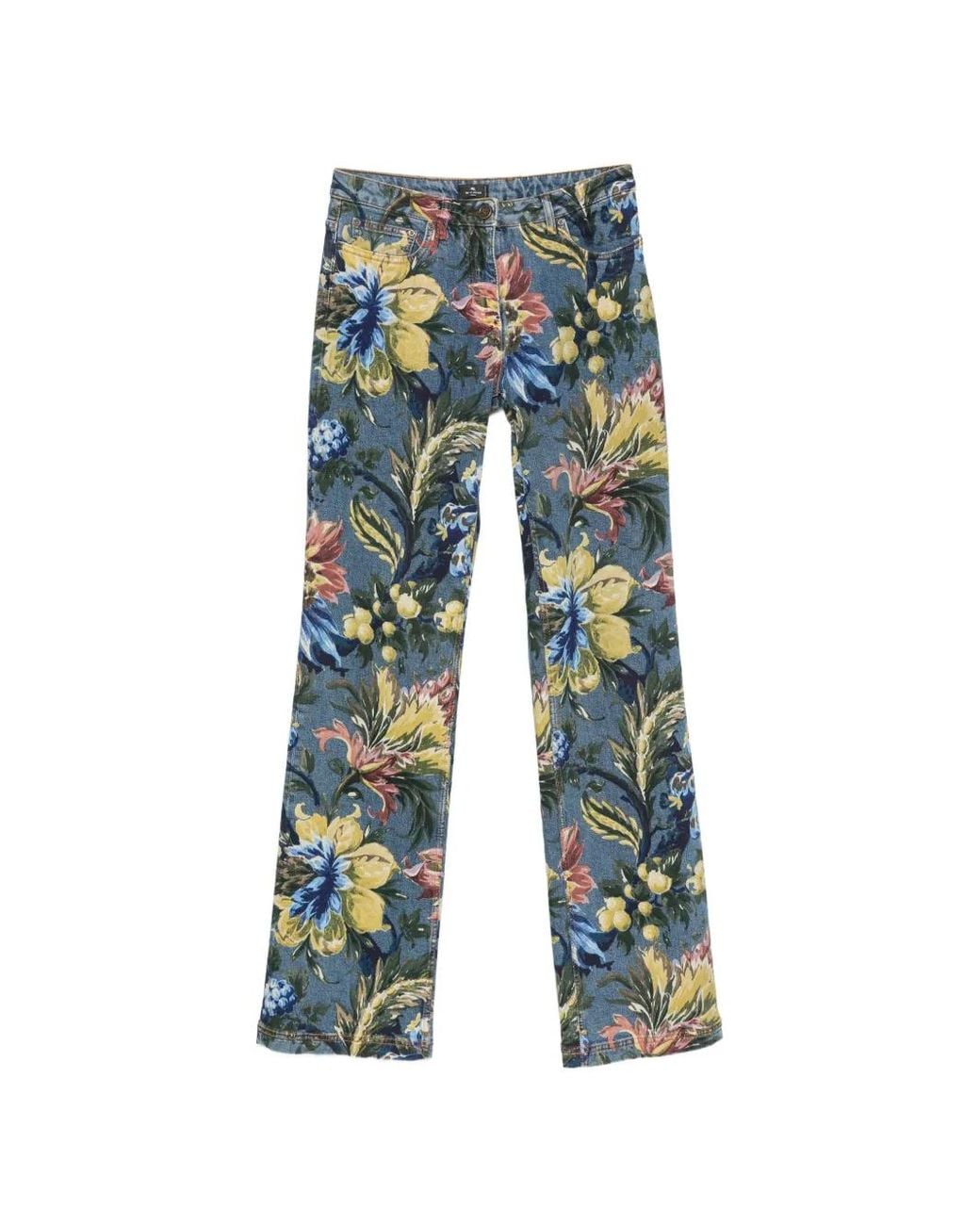 Etro Blue Jean À Fleurs