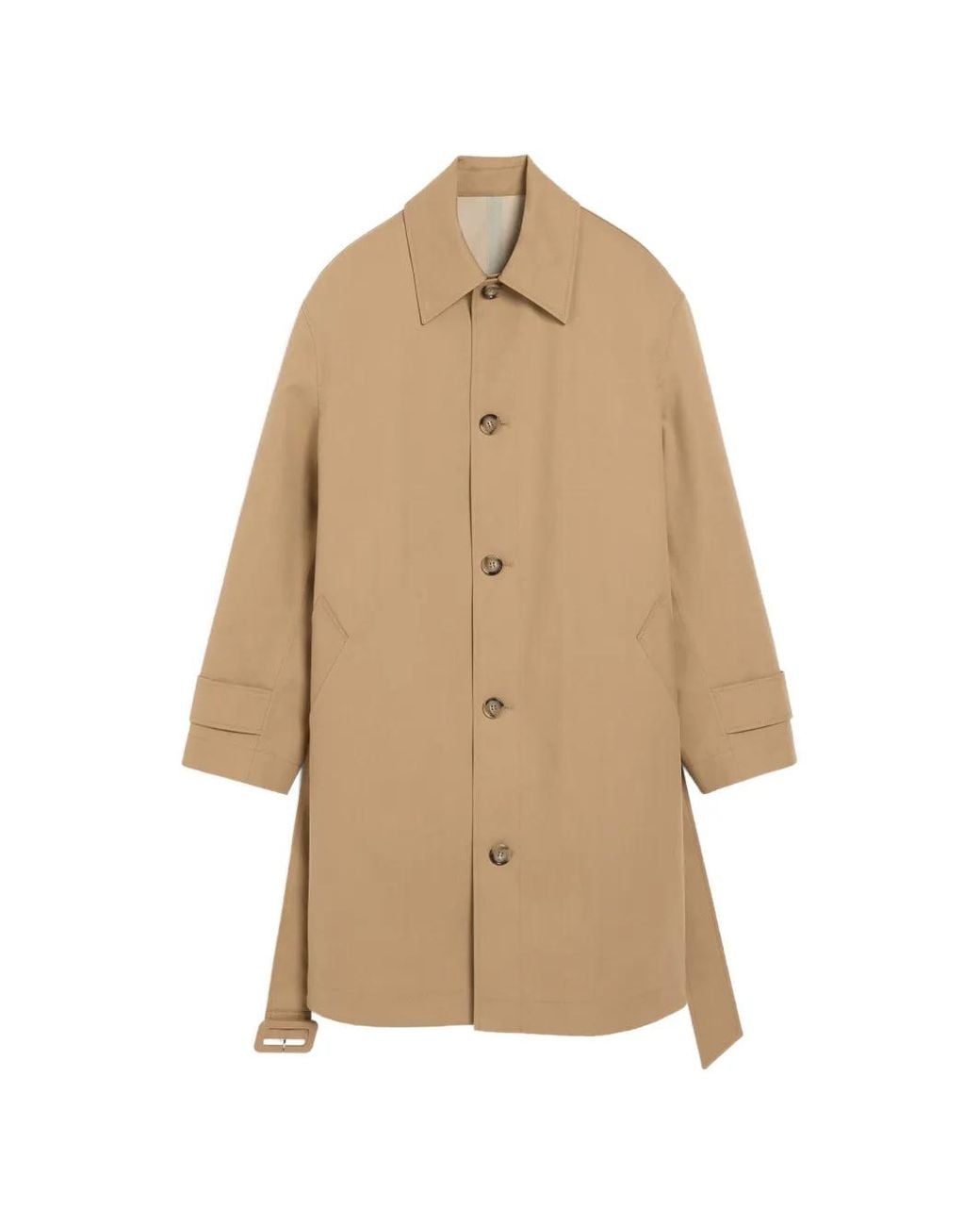 AMI Natural Water-Repellent Cotton Twill Belted Mac Coat for men