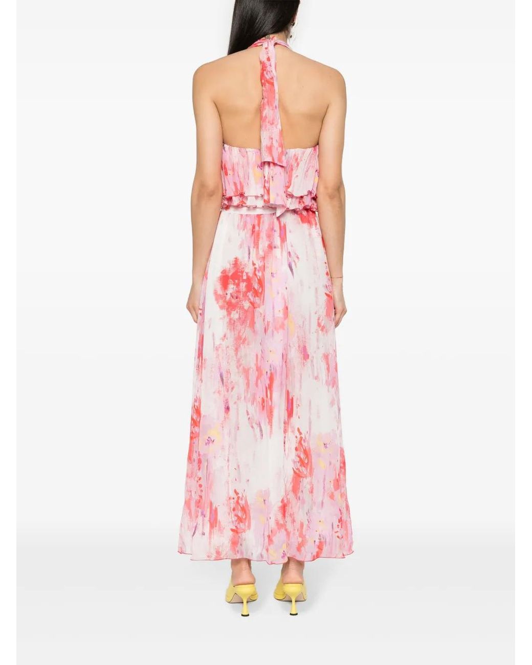 MSGM Pink Floral-Print Maxi Dress