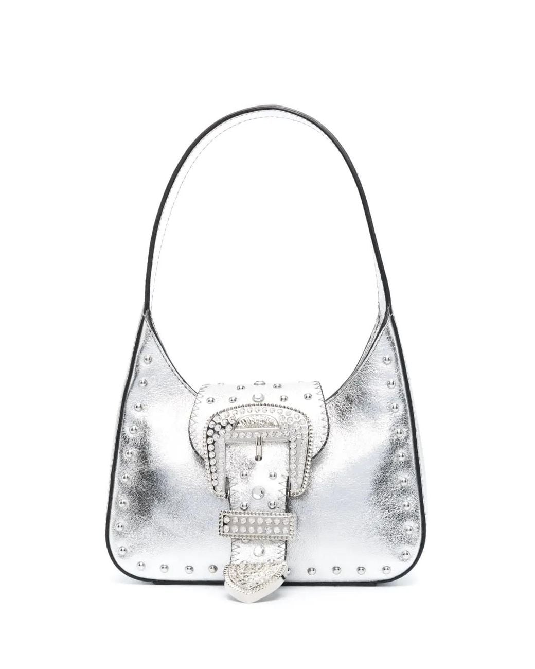 Moschino White Buckle-Detail Tote Bag