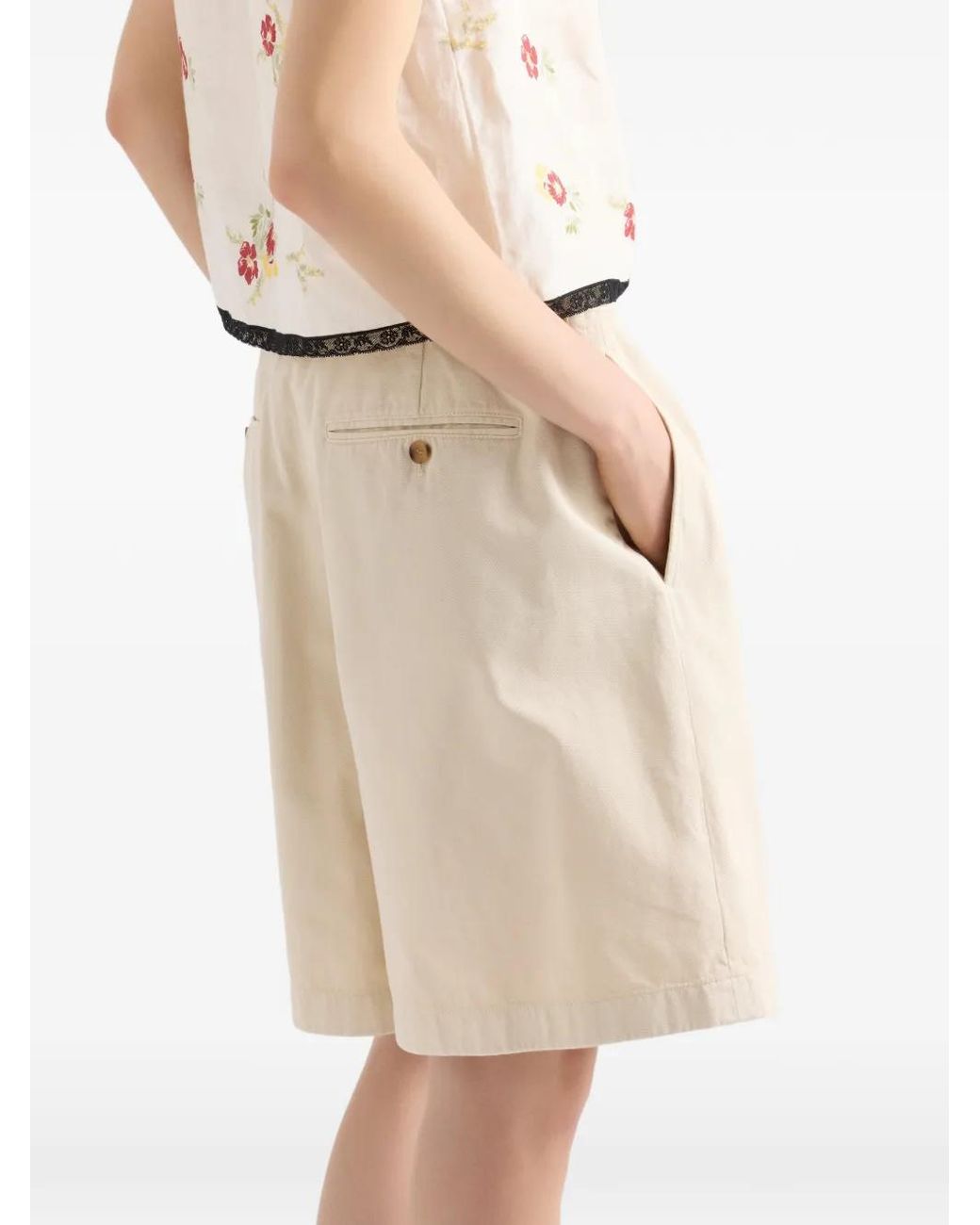 Prada Natural Old Gabardine Bermudas