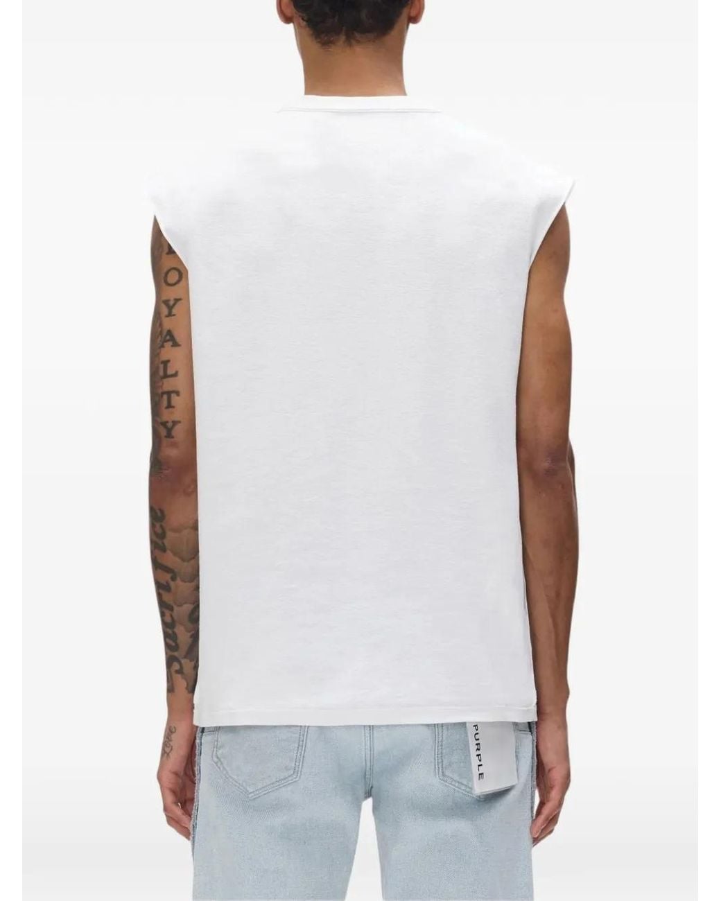Purple Brand White Bead-Embellished Vest for men