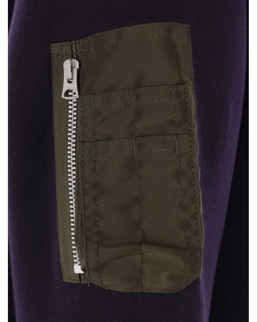 Sacai Blue Hooded Zip-Through Sweater With Accents for men
