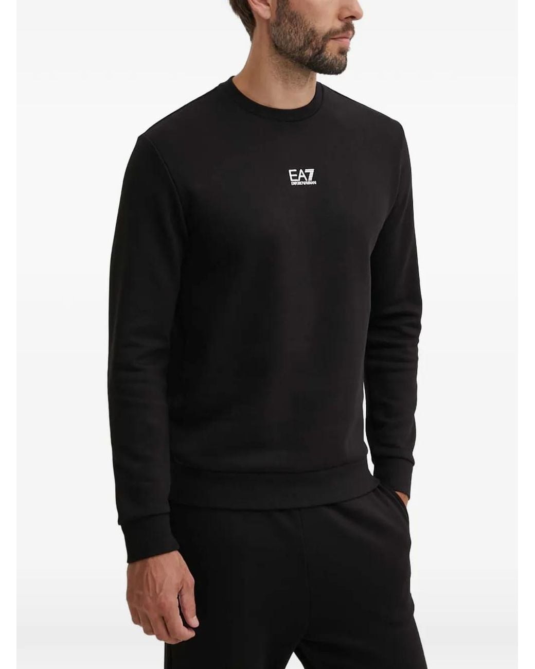 EA7 Black Logo-Print Tracksuit for men