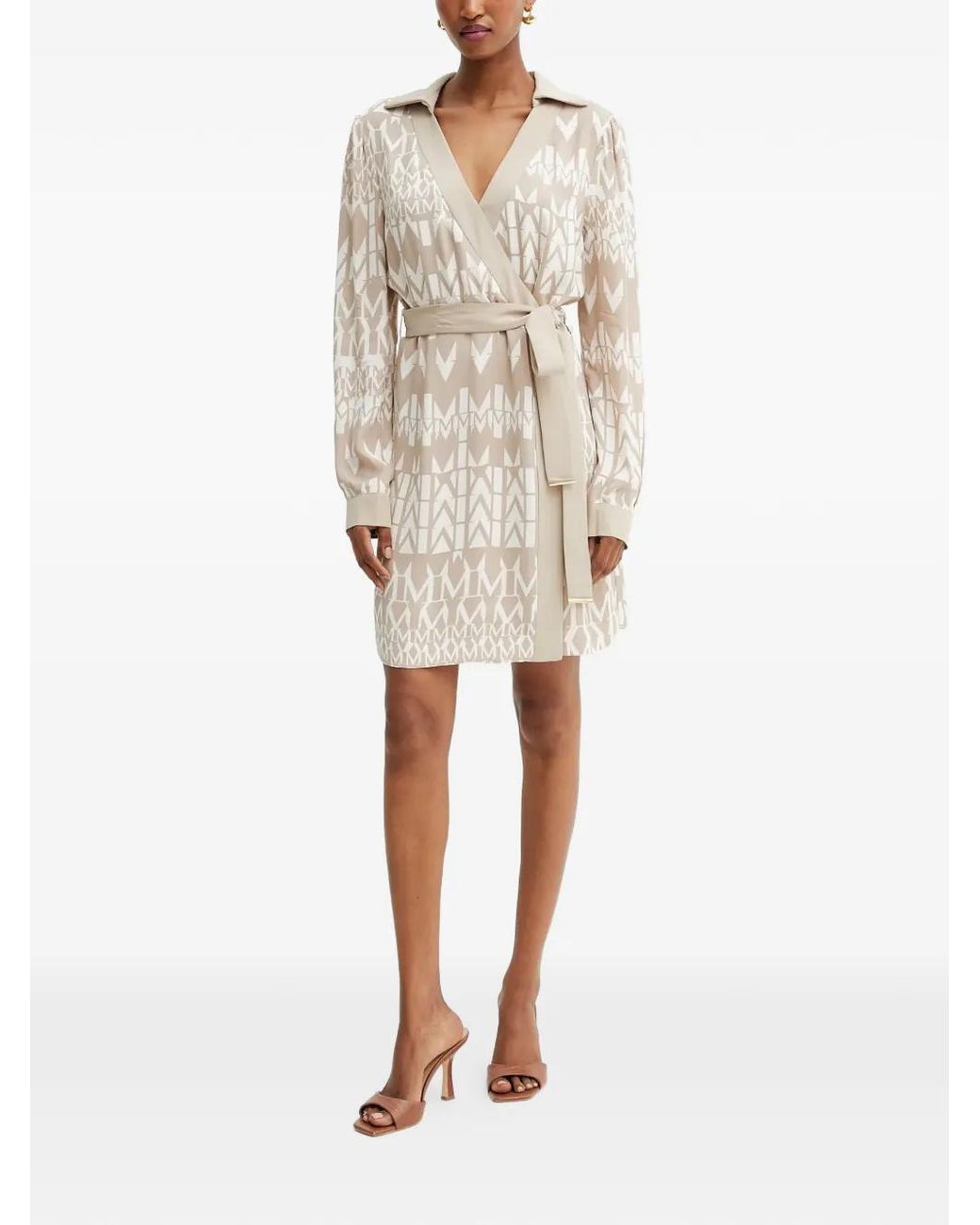 Guess Natural Belted Geometric-Pattern Mini Dress