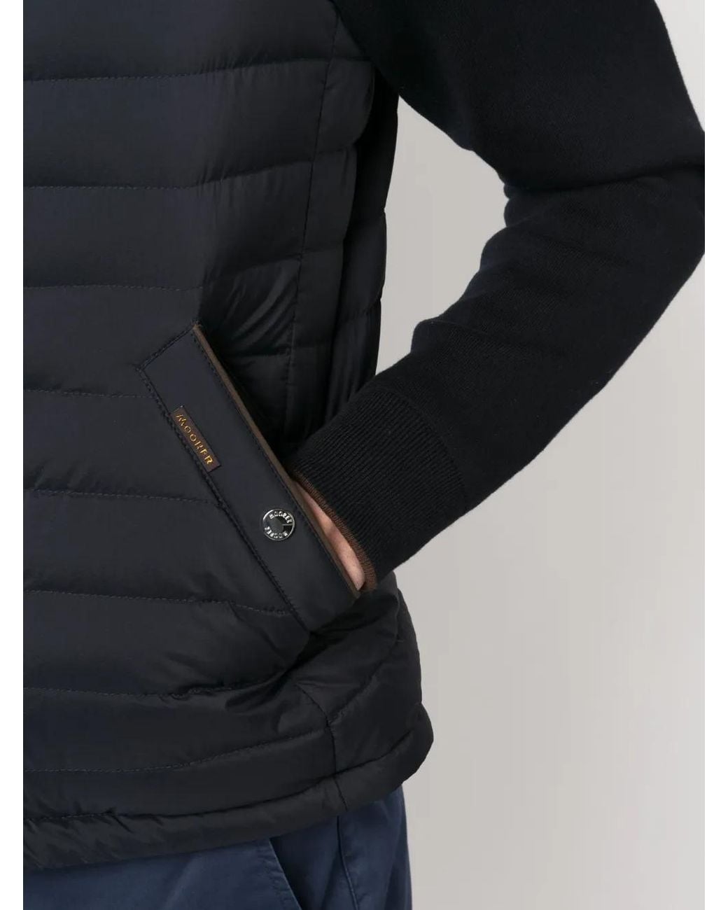 Moorer Black Zip-Up Padded Hooded Jacket for men